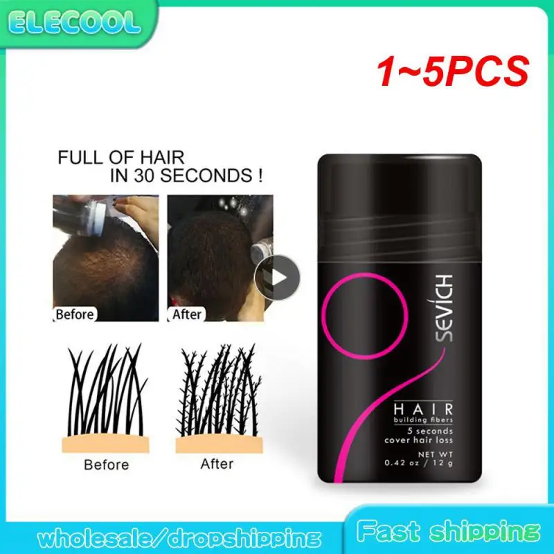 1~5PCS 12g Black Dark Brown Hair Fibers Building Concealer Hair Loss Keratin Hair Thickening Powder Dye Extension Natural Spray