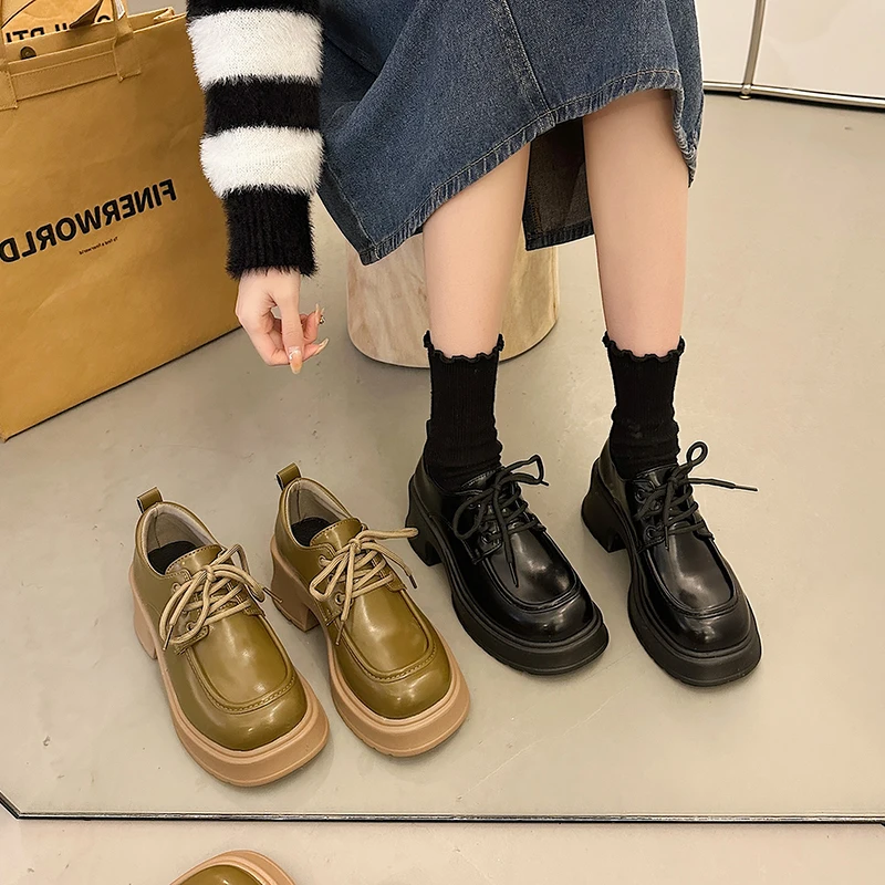 

Cross Women's Shoes Round Toe Female Footwear Modis Casual Sneaker British Style Clogs Platform Oxfords Autumn Dress 2022 Preppy