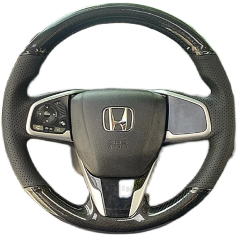 

Сшитая вручную черная углеродная волоконная Нескользящая кожа для Honda Civic 10 2016-2021