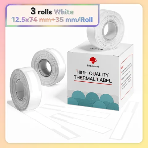 Phomemo 3 рулона Q30 белая наклейка водостойкая бумага клейкая этикетка белая антимасляная лента для Q30 D30 мини портативный термопринтер