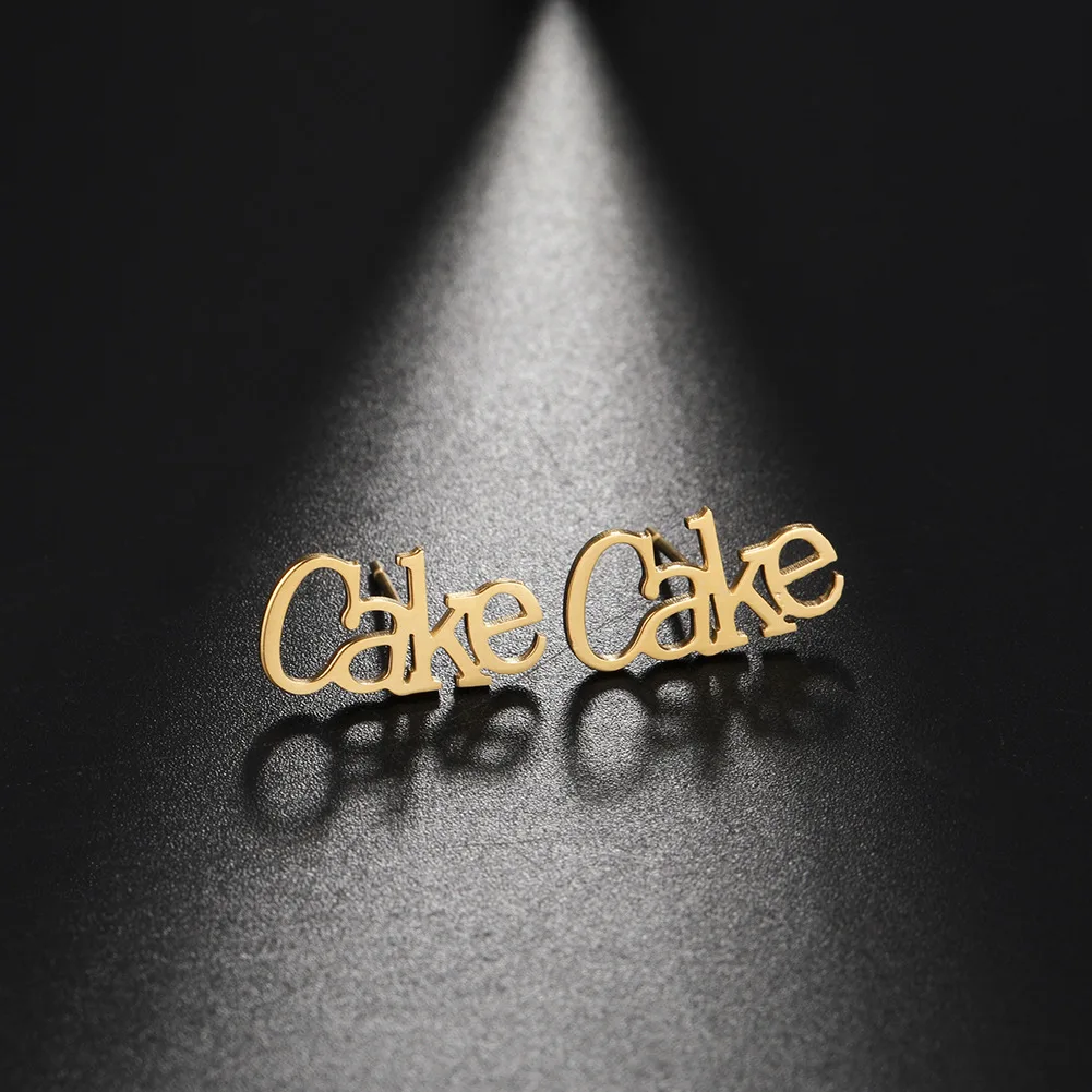 Personalized Stainless Steel Name Letter Stud Earrings For Women Custom Name Piercing Earrings Nameplate Jewelry