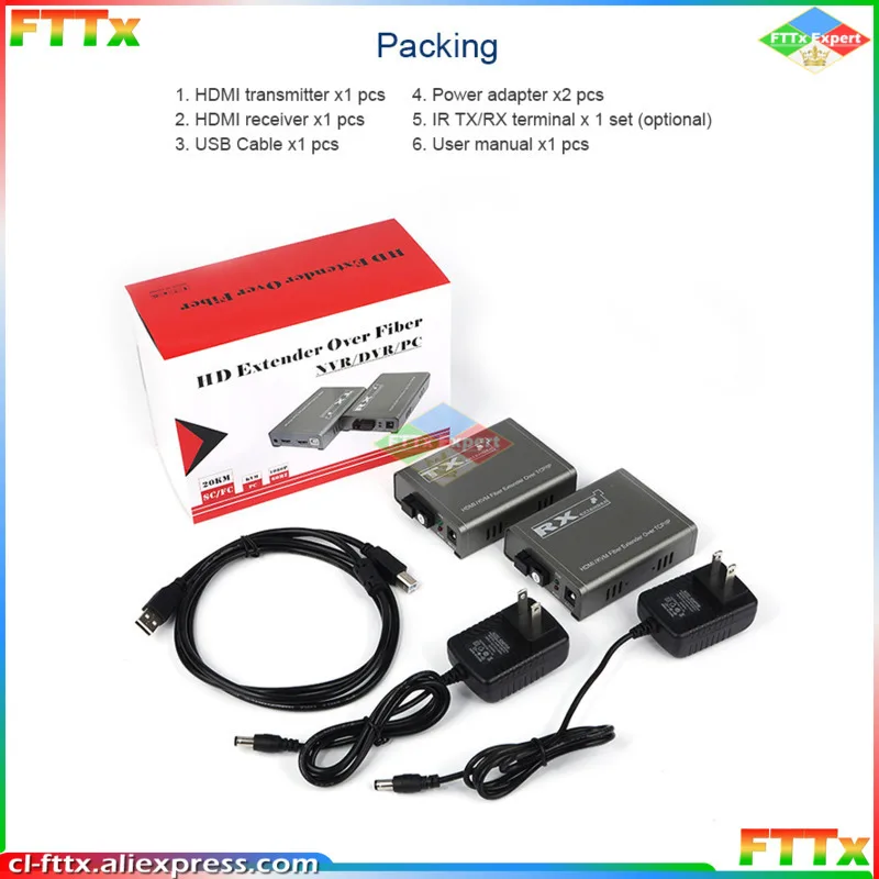 20Km HDMI KVM Fiber Extender HDMI With USB2.0 Over SC/FC port Fiber Optic Cable HDMI to Fiber Video Audio Transmitter Converter