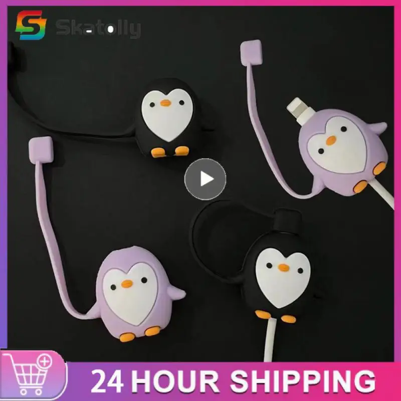 

Cartoon Protective Case Anti-break Black Winder Winding Cartoon Charging Cable Case Mobile Phone Peripherals Dust Cover Cute Pvc