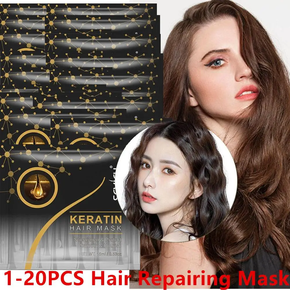 

Lot Keratin Hair Repairing Mask Moisturizing Smooth Repair Damaged Hair Treatment 15ml Deep Nourishing Hair Root Scalp