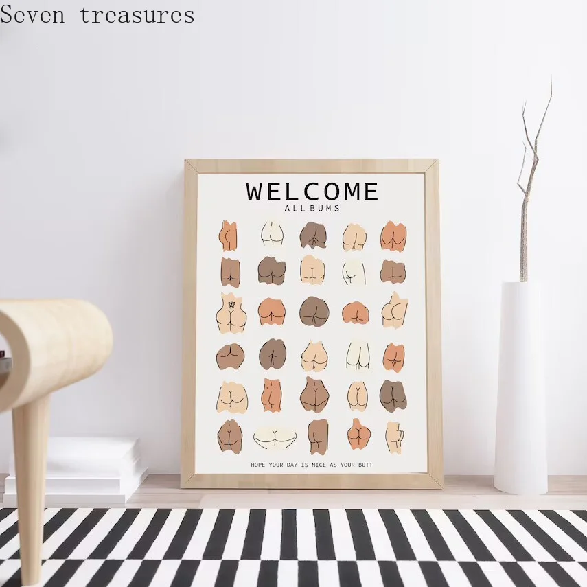 Новые Сексуальные пуговицы коллаж забавная табличка для ванной комнаты холст