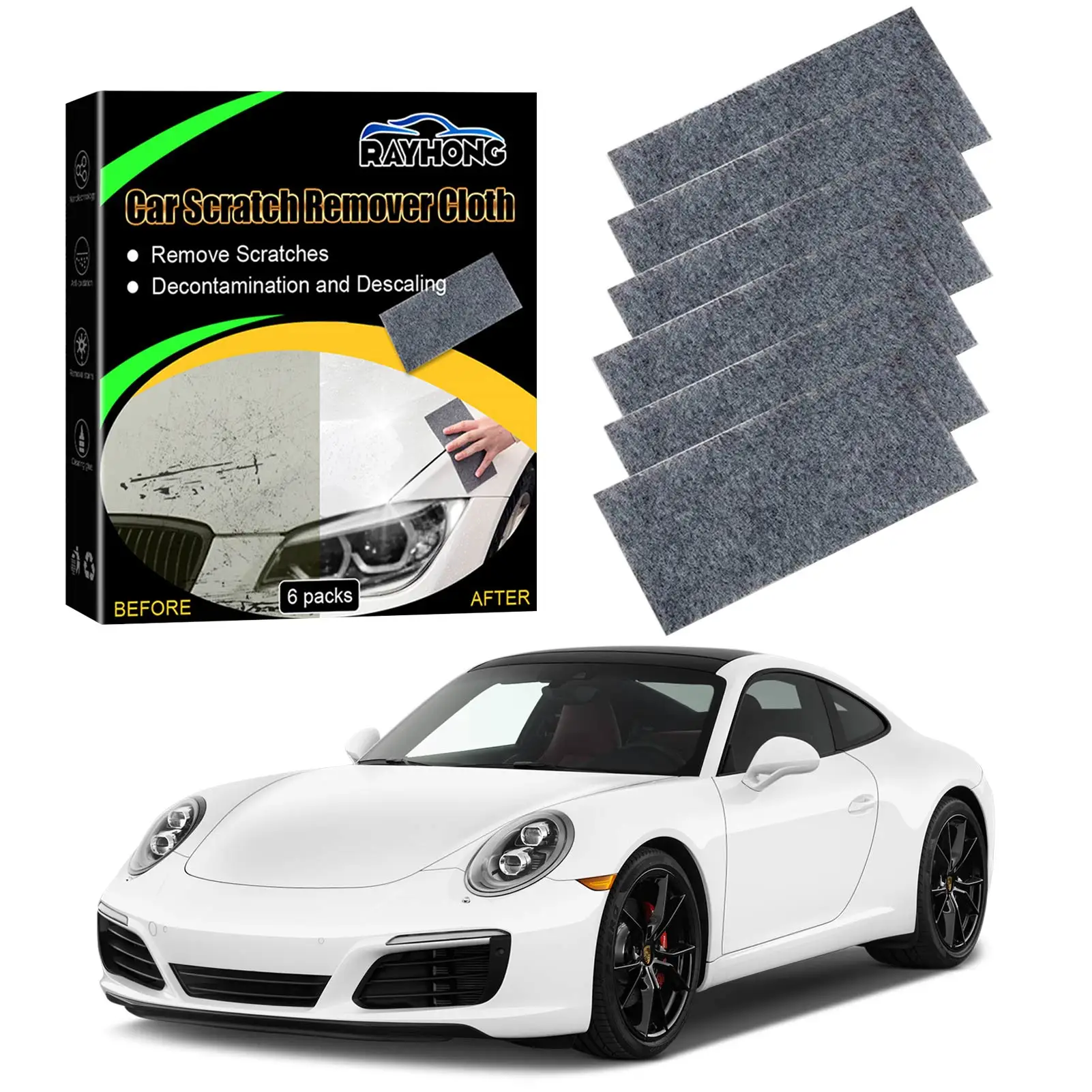 

6pcs Car Scratch Repair Cloth Easily Repair Paint Scratches Na&no Magic Cloth For Car Scratches Stubborn Residuals Water Stains