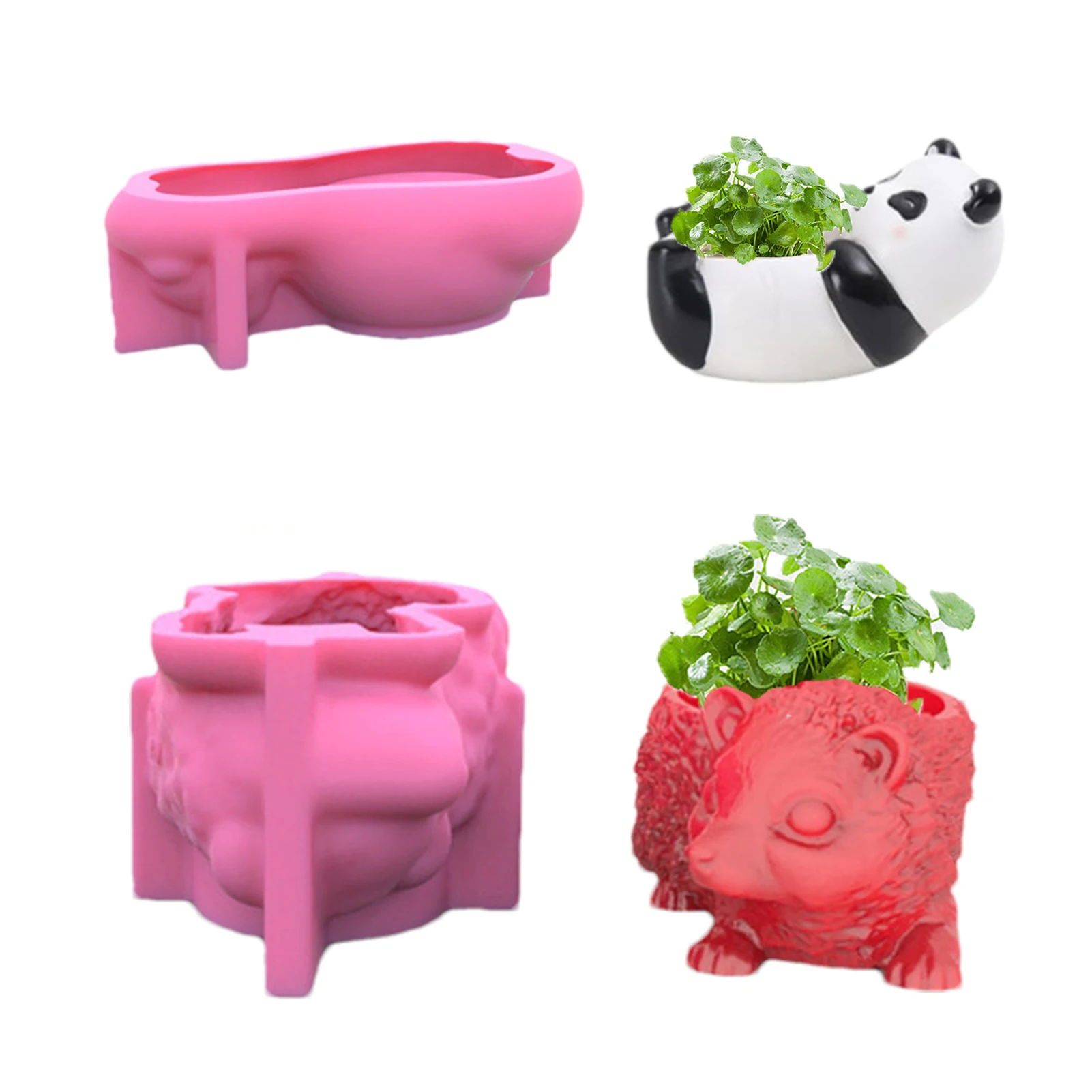 

3D Silicone Molds Hedgehog Panda Silica Gel Mould Succulent Plant Pot Handmade Home Decor DIY Cactus Plaster Clay Resin Craft