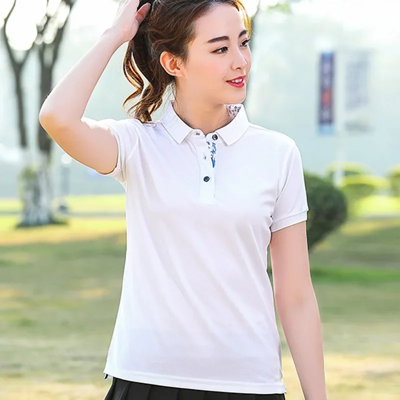 Women's Casual Summer Polo Shirt Slim Fit Solid Color Lapel Short Sleeves Beezy For Business Leisure