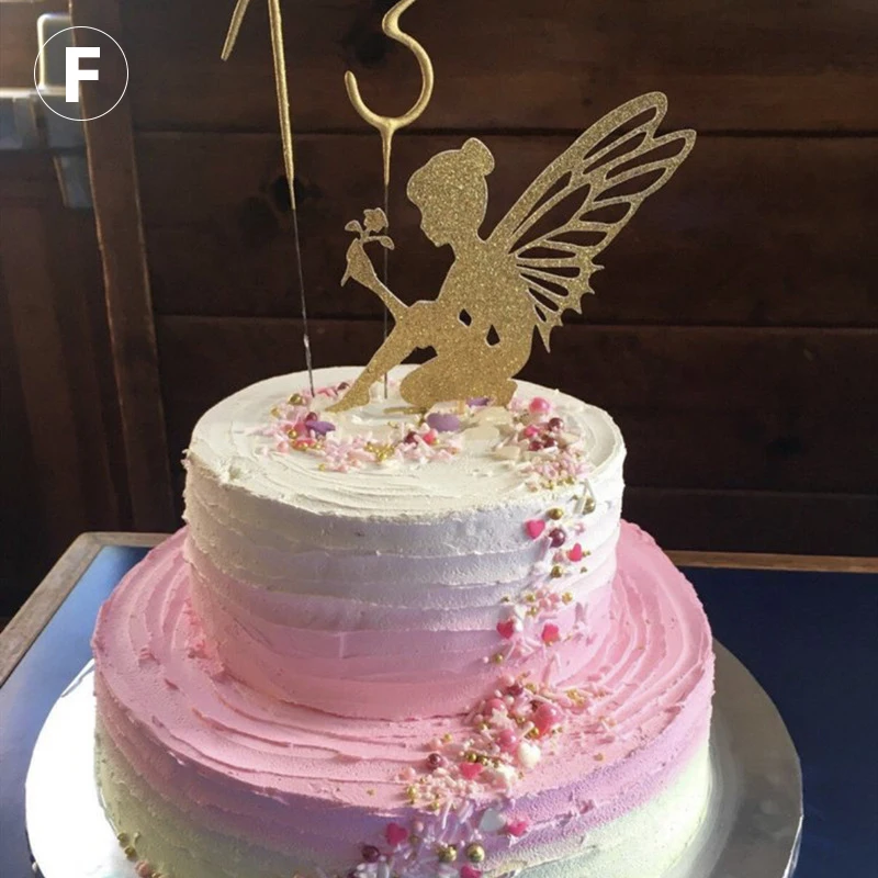 

Маленькая фея, счастливая фотография, золотой акриловый Ангел, замок, эльф, торт, Топпер для дня рождения, фотоаксессуары