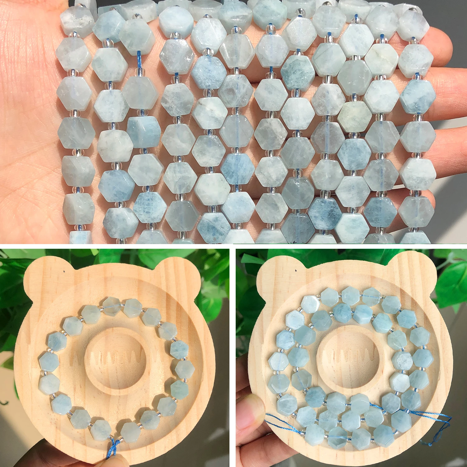 Натуральный шестиугольник аквамарин фотоэлементы свободные бусины аксессуары