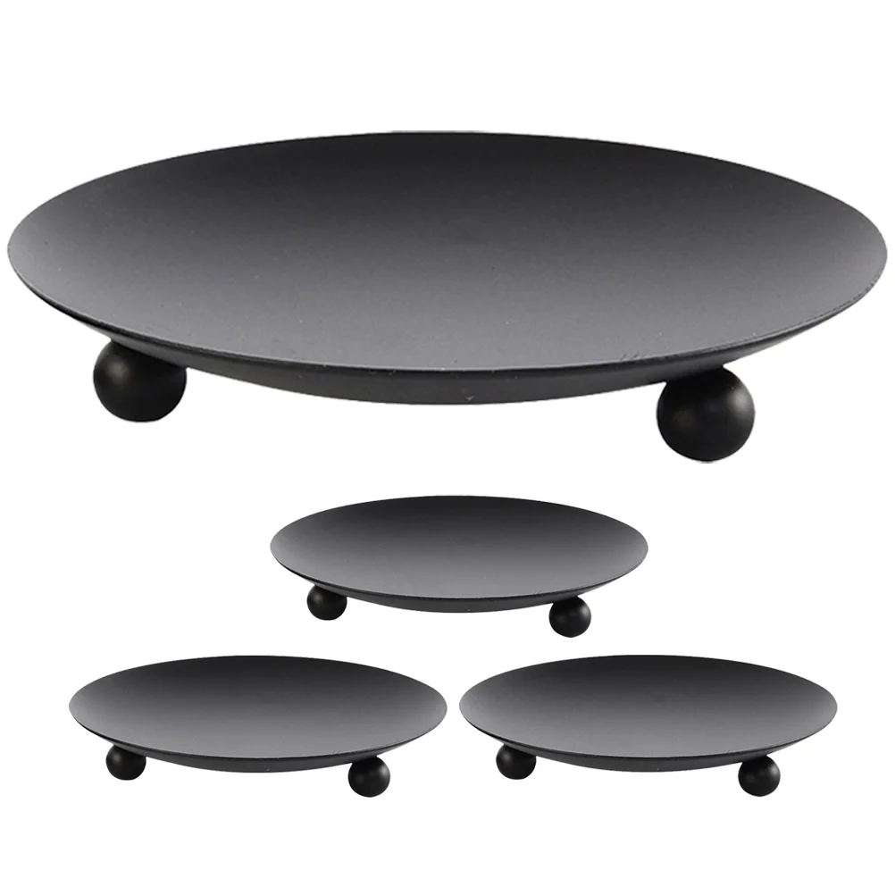 

4pcs Portable Decorative Tabletop Candleholders Plate Holder Metal Holders