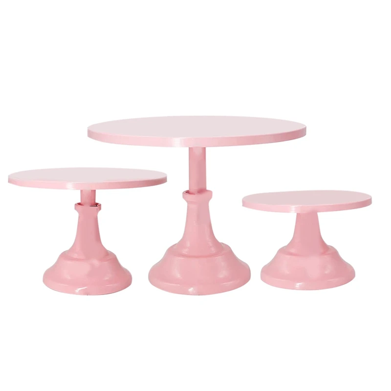 

3Pcs Pink Cake Cupcake Stands Round Modern Dessert Towers Decor Serving Platter for Girl's Party Wedding Parties