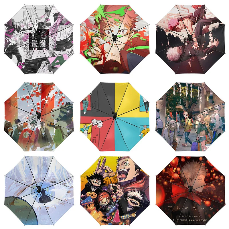 

Jujutsu Kaisen Printed Umbrella Rain Women Automatic Umbrella Three Folding Sun Protection Umbrella Male Portable Parasol