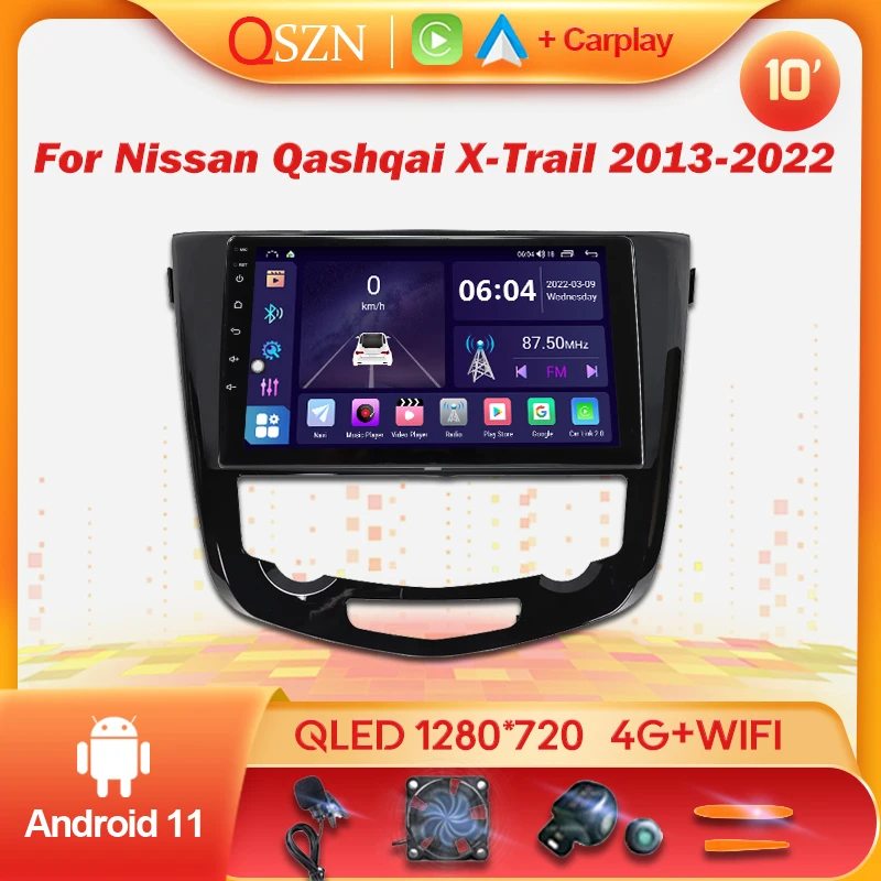 

Автомагнитола Carplay, 2 Din, Android 11,0, GPS-навигация, автомобильный аудио стереоплеер для Nissan Qashqai X-Trail 2013-2022 RDS, головное устройство