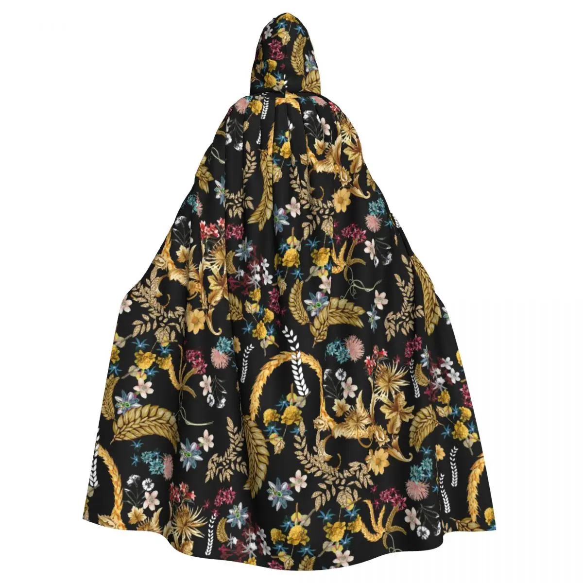 

Hooded Cloak Unisex Cloak with Hood Wheat Flower And Baroque Pattern Cloak Vampire Witch Cape Cosplay Costume
