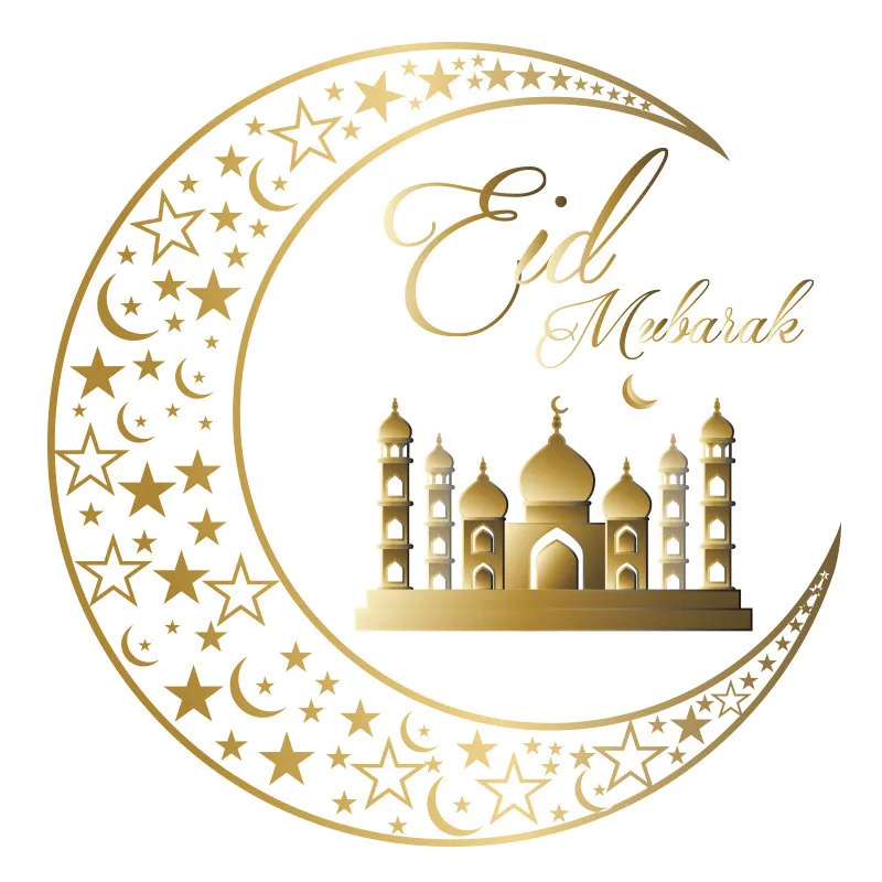 

EID Mubarak Moon Star Light PVC Waterproof Wall Sticker Festive Party Supplies Black Erdai Eid Home Decor 2022 New Products