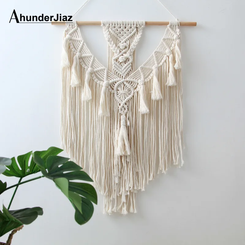 

Boho Macrame Wall Hanging Tapestry Handmde Woven Wall Art Macrame Cotton Thread Pendant Ins Backdrop DIY Home Decor Best Gift