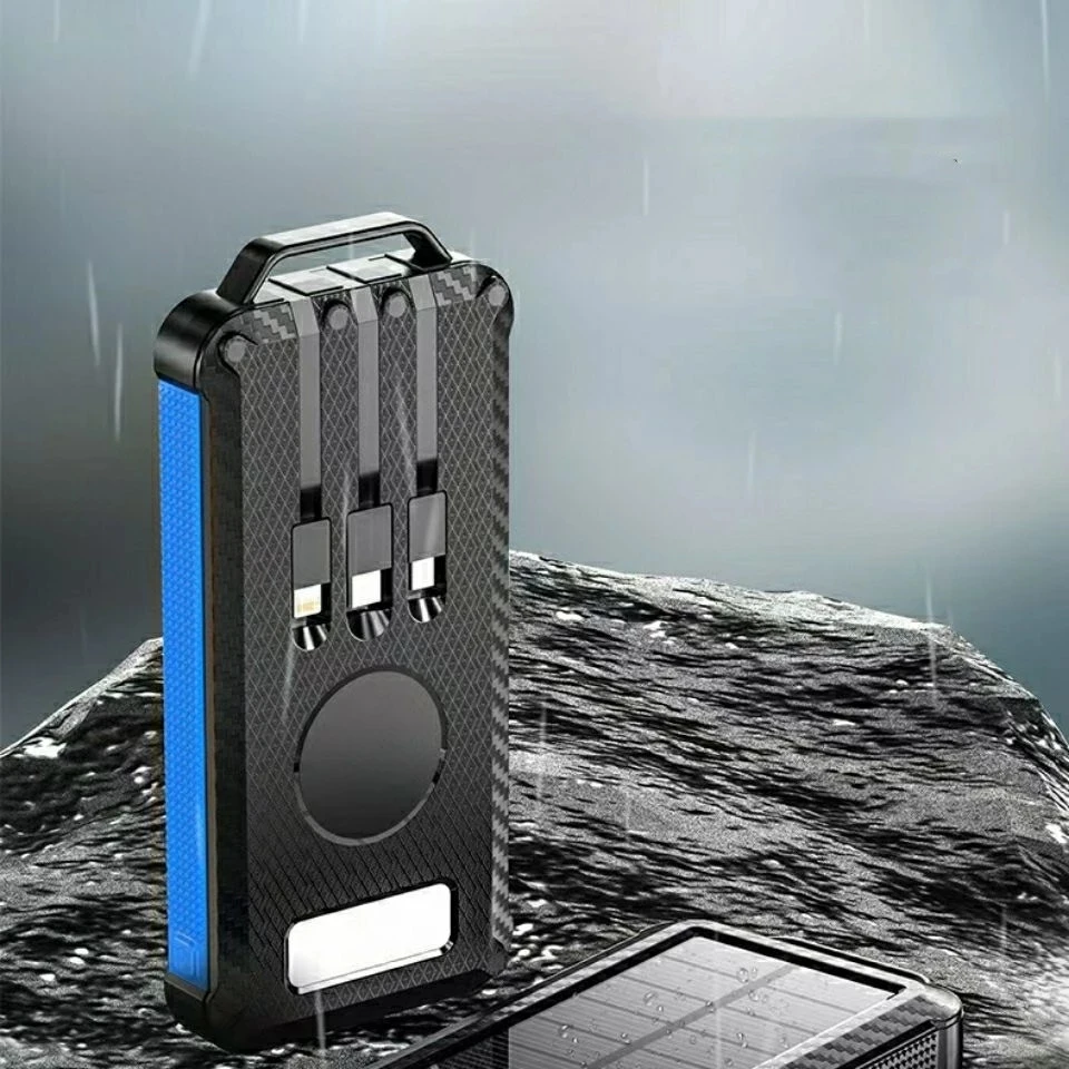 80000mAh Wireless Solar Power Bank for iPhone 12 Samsung S21 Xiaomi Powerbank Built in 3 Cables External Battery Pack - купить по