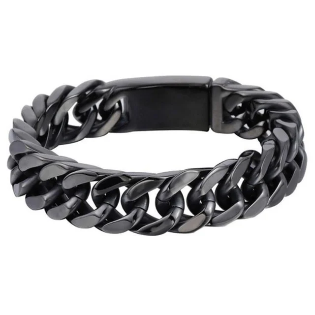Fashion Black Cuban Chain Bracelet Stainless Steel Bracelet Hip Hop Bracelets for Men Jewelry Party Anniversary Gift Wholesale 5
