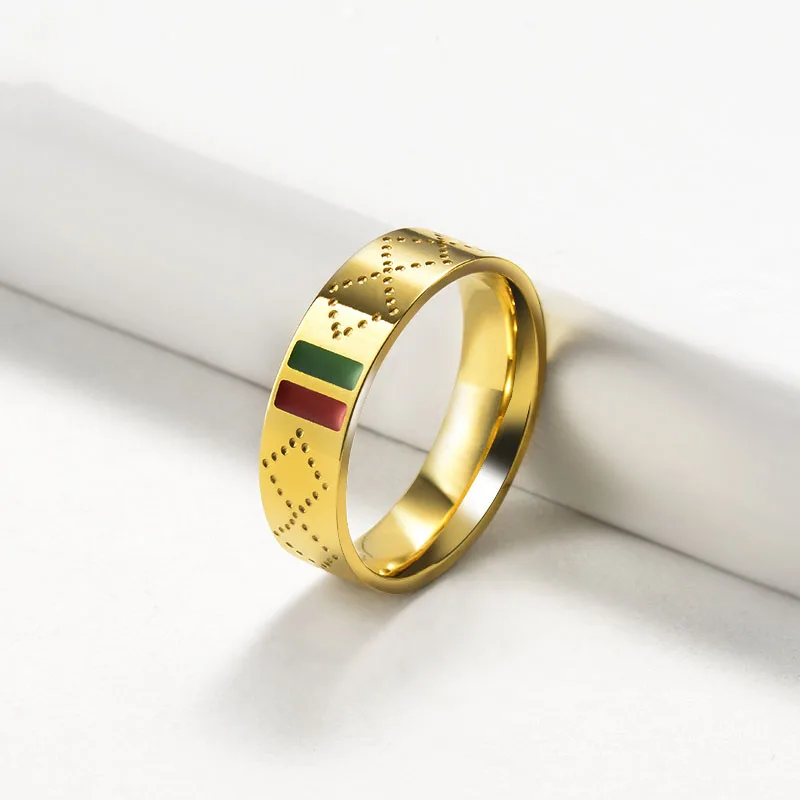 

Fashion Stainless Steel Love Ring Titanium Luxury Brand Finger Gold Silver Pattern Wedding Men Women Rings