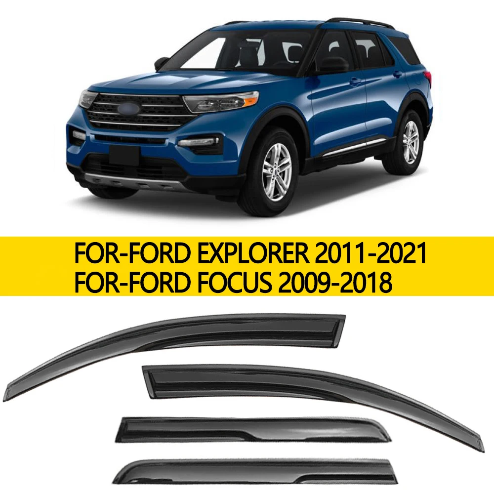

4 шт. для FORD EXPLORER 2011-2021/FOCUS 2009-2018, оконный дефлектор, защита от дождя, козырек, защита от навеса, аксессуары для вентиляционной панели