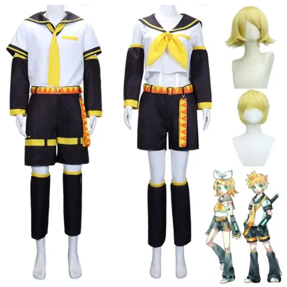 Аниме Рин Len Косплей Костюм Rin костюм Kagamine JK униформа для Хэллоуина комикс Con