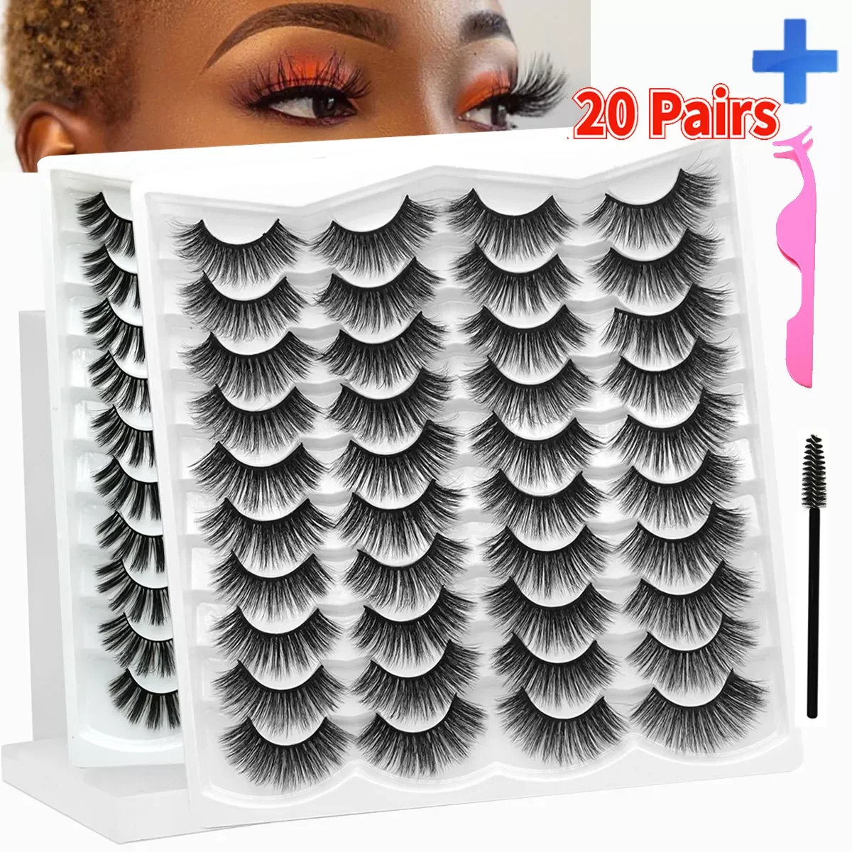

New 2/20pairs 8D Mink Eyelashes Natural False lashes Dramatic Volume Eye Lashes Fake Eyelash Extension Makeup Faux Clis 2021