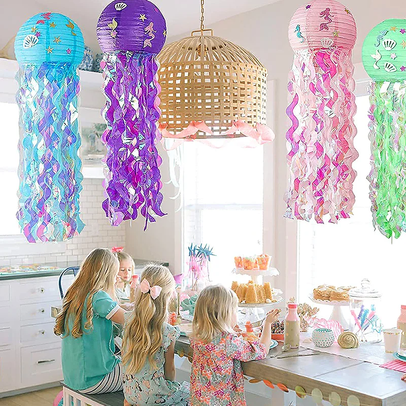 

Paper Jellyfish Lantern Ornament Children Birthday Party Ocean Museum Park Diy Decoration Props Room Hanging Decoration Supplies
