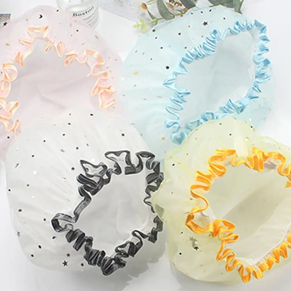 

Shower Cap Elastic Band Mesh Shower Cap Reusable Women Spa Hair Salon Supplies Shower Cap Bathroom Accessories