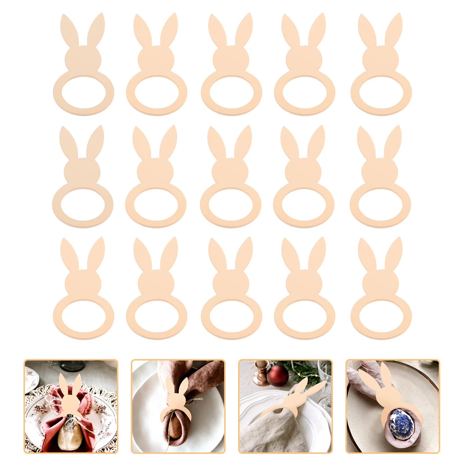 

Napkin Easter Rings Ring Buckles Serviette Rabbit Bunny Party Buckle Holiday Table Decoration Wood Holder Creative Adorable Ear