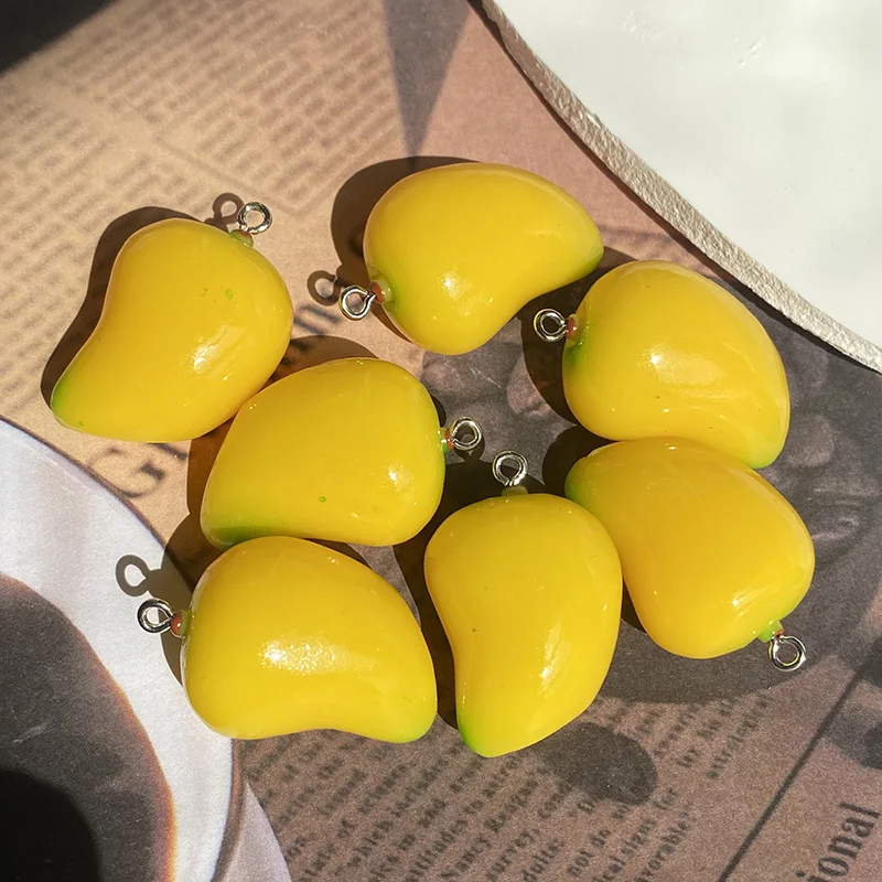 6 шт. имитация смолы подвески в виде фруктов манго каваи 3D кулон еды для ожерелья