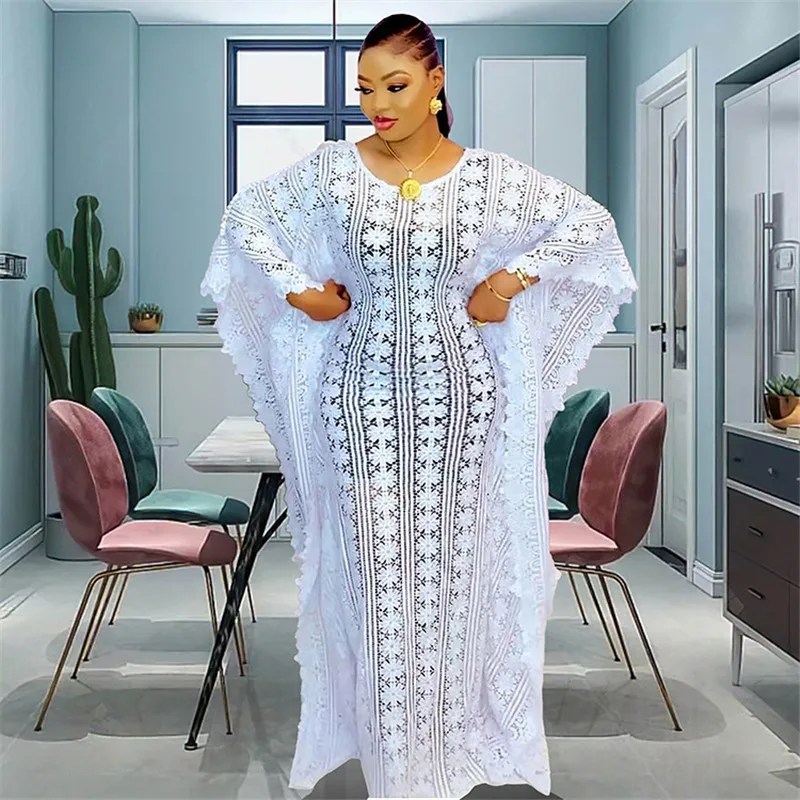 African Dresses for Women 2023 New African Clothes Dashiki Lace Grand Boubou Robe Abaya Dubai Kaftan Africaine Femme Party Gown