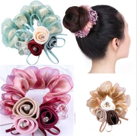 classic seamless rubber bands flower hair yarn band hair band large intestine ring bunkorean fabric hair tie woman accesories