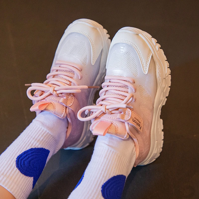 Spring Cute Girls Sneakers Kids Fashion Mesh Running Shoes Anti-slippery Casual Shoes for Children Sneakers GirlsTenis Shoes