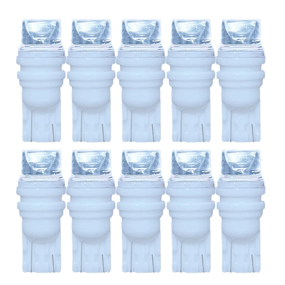 

10X Clear Glass T10 W5W Ceramics 3D LED Waterproof Wedge Licence Plate Lights WY5W Lamp Car Reading Dome Light Auto Parking Bulb