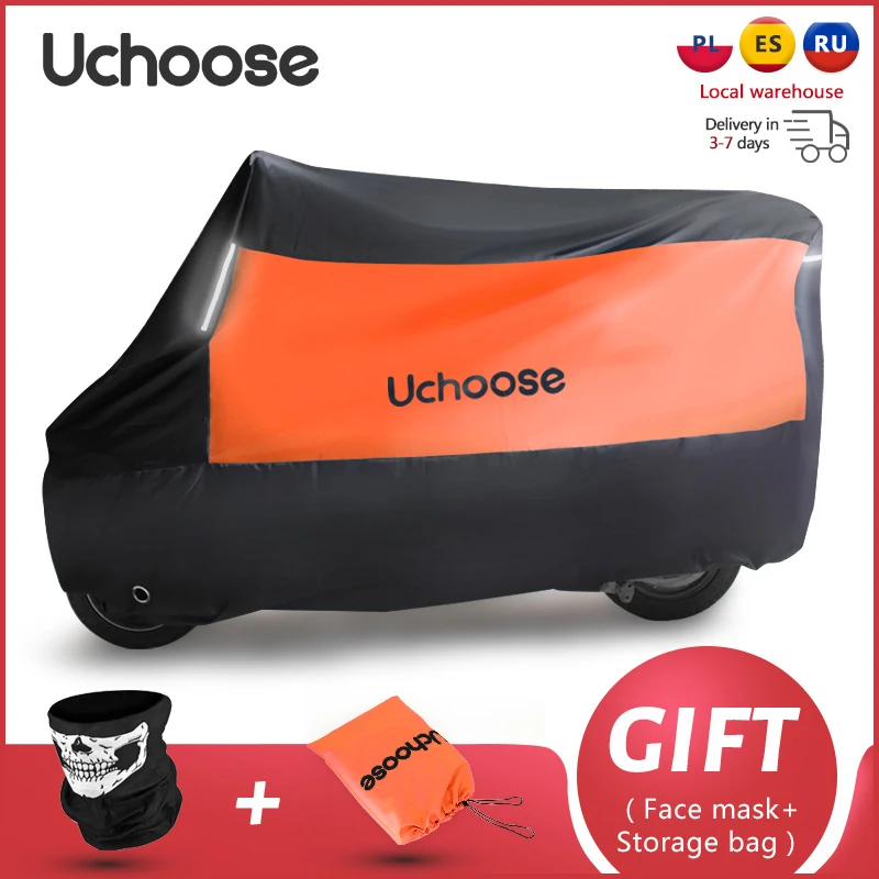 

Uchoose Motorcycle Cover 190T With Reflective Strips Protector Rainproof Scooter Sunscreen Dustproof Snowproof Universal