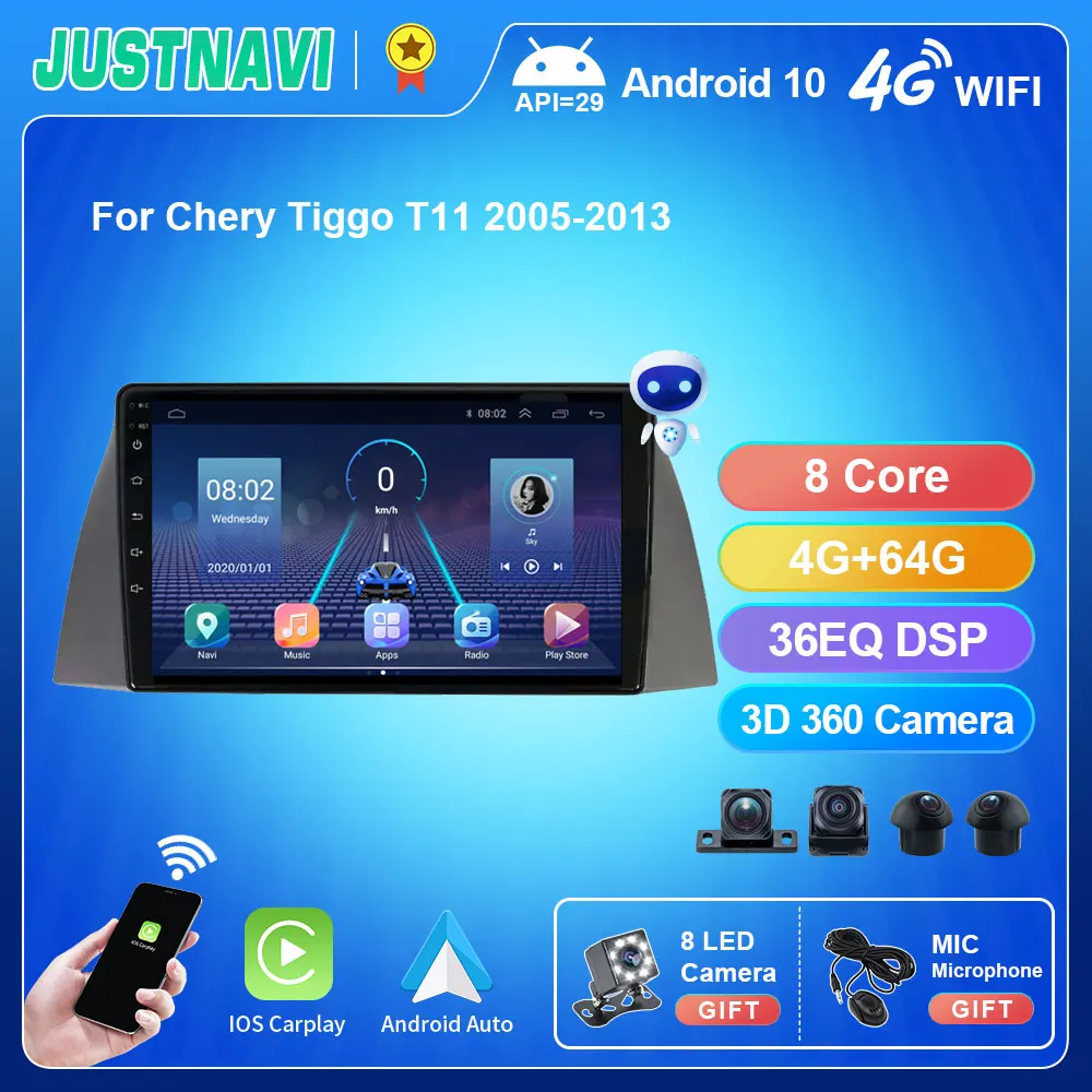 

QT5 Android DSP Car Radio For Chery Tiggo T11 2005 - 2013 IPS Screen Video Player GPS Navigation BT Headunit 4G WIFI NO 2din DVD