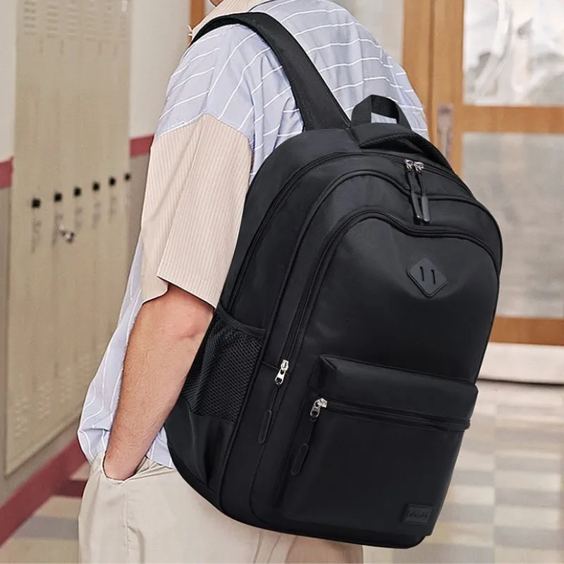 

Рюкзак большой вместимости, черный, Повседневный, модный, простой и легкий рюкзак для учащихся средней и старшей школы