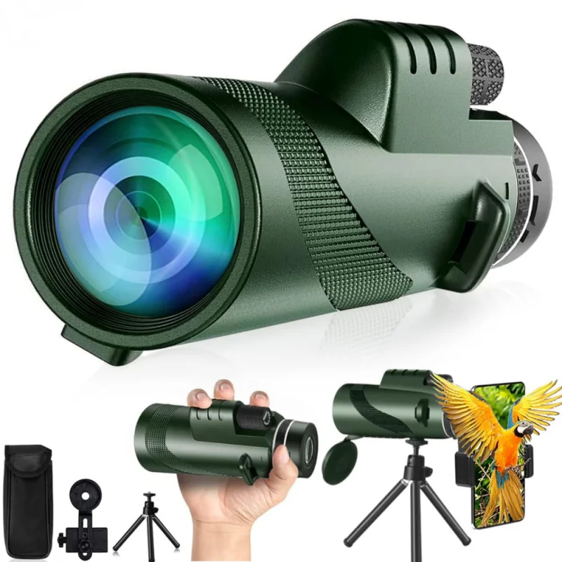 

Phone Lens Telephoto 80X100 Monocular Telescope Long Range Zoom BAK4 Prism With Tripod Phone Clip Outdoor Camping Hunting Scope