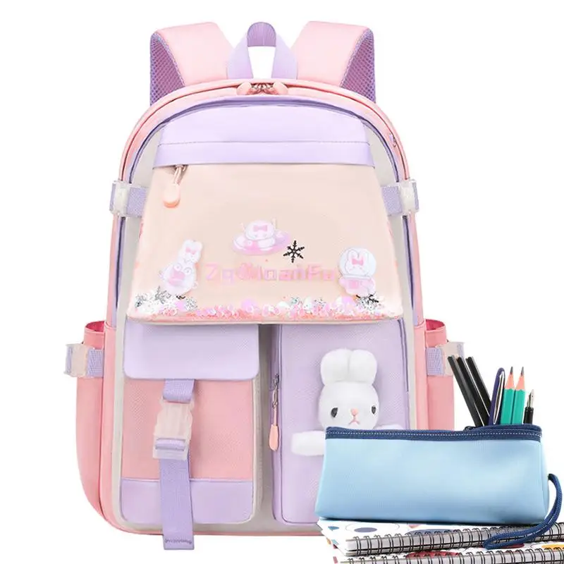 

Детский рюкзак для девочек, школьный рюкзак для девочек, дорожный рюкзак, синий, розовый рюкзак для ноутбука с мягкими игрушками кролика для...