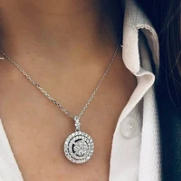 2022 new trendy hollow multi layer ring pendant silver color on the neck necklace for women anniversary gift jewelry x6866