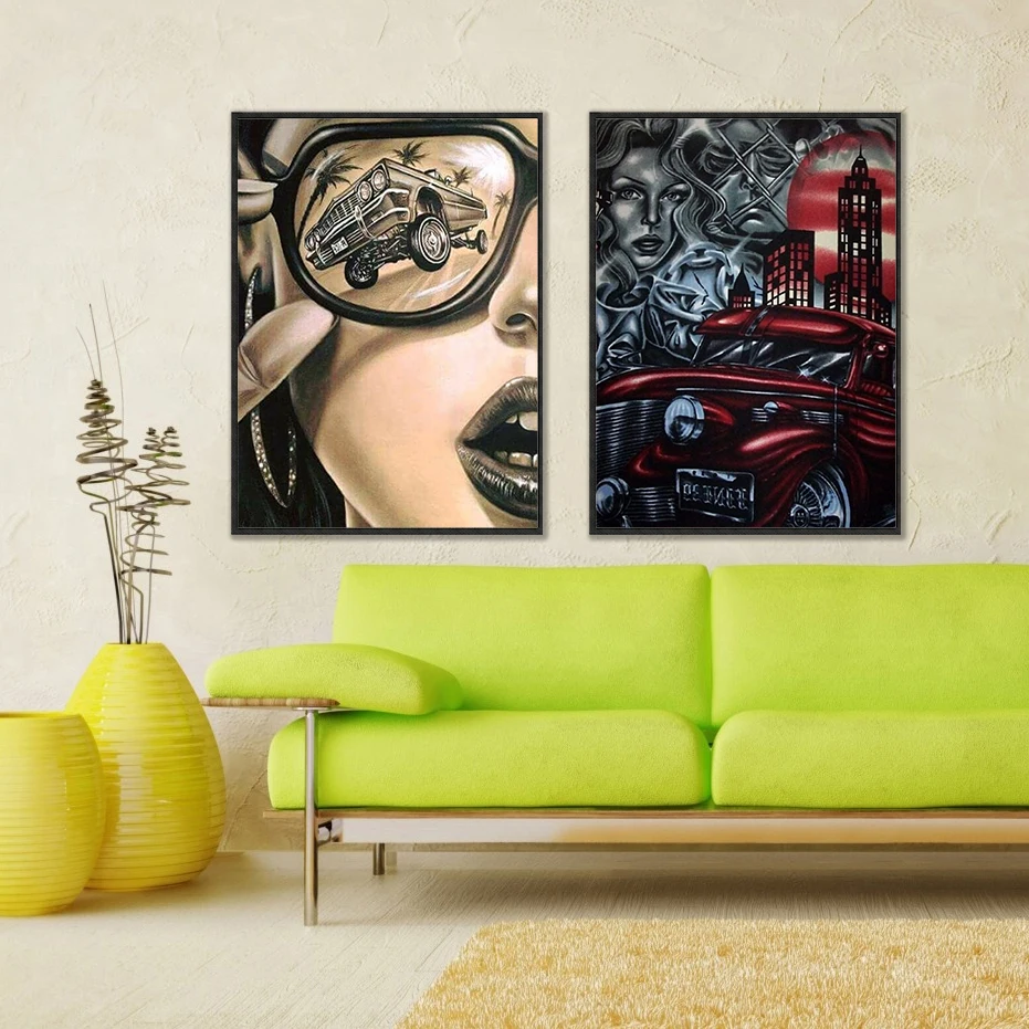 

Old School Lowrider Art Canvas Art Poster with Wall Art Picture Print Modern Family Bedroom Decor Posters