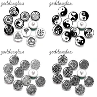 black patterns bagua flowers symbols 10pcs mix round photo 18mm12mm snap buttons for 18mm12mm snap jewelry diy findings