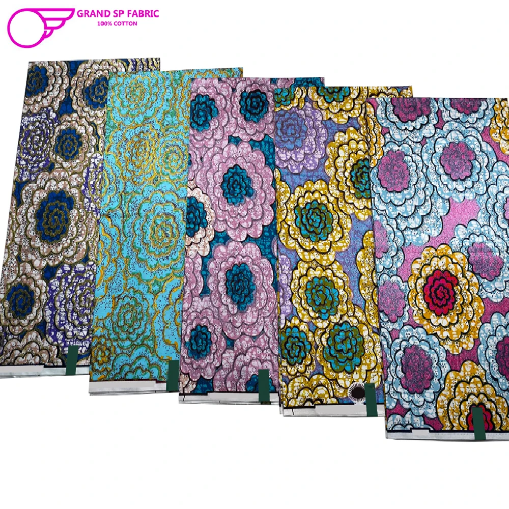

Grand Super Fabric 100% Cotton African Wax Fabric High Quality Wax Print Ankara Fabric For Sewing 6yards Women Fabric VL-41