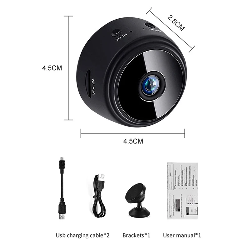 IP-камера A9 Компактная Беспроводная с поддержкой Wi-Fi 1080P HD |