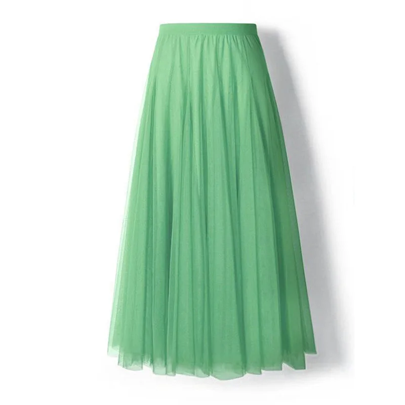 

YEMOGGY Mesh Lined Skirts for Women Solid Color Elastic High Waist A-line Swing Midi Skirts 2022 New Slim Fairy Dance Skirt