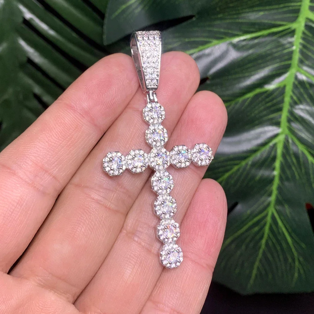 Новый Iced Out Bling Крест Подвеска Ожерелье Хип-Хоп Женщины Мужчины Мода Золото