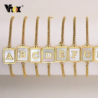 vnox a z initial bracelets for womengold color stainless steel adjustable chain bracelets 26 alphabet letters