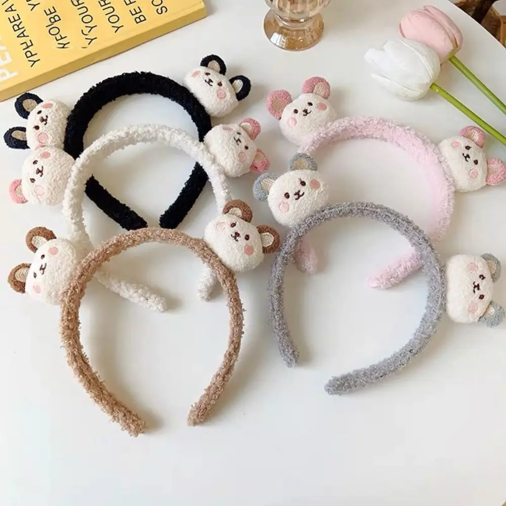 

Cartoon Plush Hairband Women Girls Hair Accessories Cute Cartoon Bear Plush Doll Headband Face Wash Makeup Hair Hoop Headwear