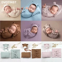 Dvotinst Newborn Photography Props Soft Bow-knot Baby Posing Pillpw Hat Wraps Soft Background Blankets Studio Shoots Photo Props